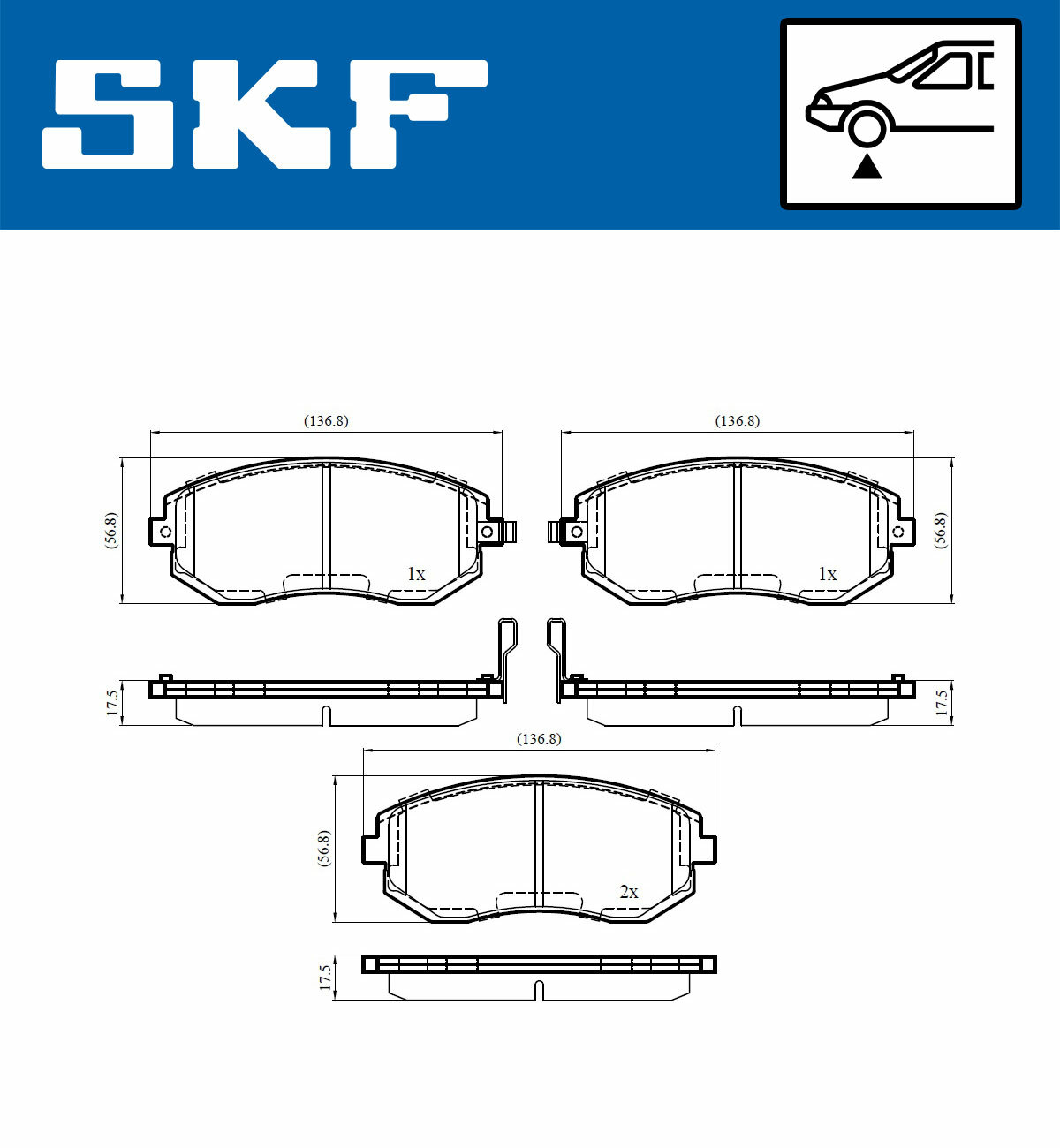 Sada brzdových platničiek kotúčovej brzdy SKF